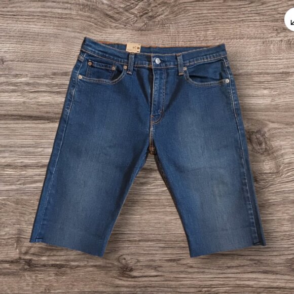 Levi’s Mens 511 Size 34 Slim Fit 12" inseam Cut Off Denim Jean Shorts Frayed Hem - Picture 1 of 9